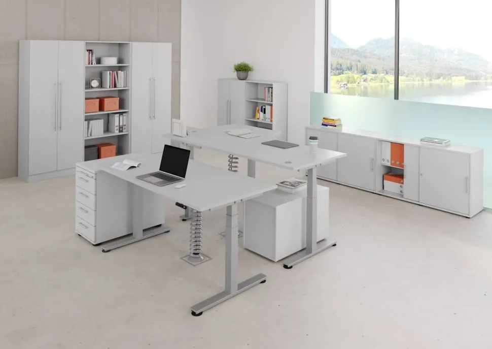 Hammerbacher Zit-sta bureau Hammerbacher Grijs 2.000 x 1.200 x 635 mm