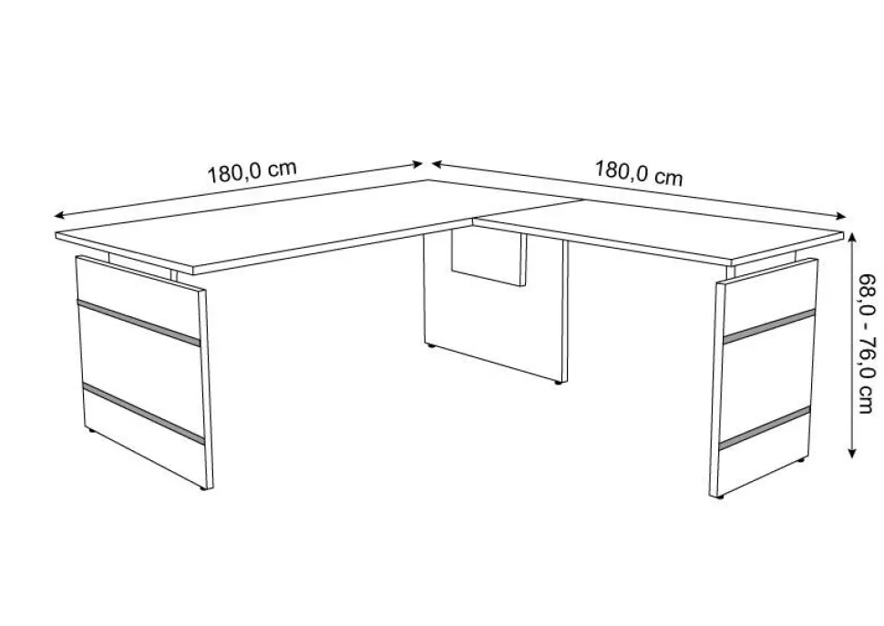 Kerkmann Form 4 Bureau L-vorm Grafiet Wang 1.800 (B) x 1.800 (D) x 760 (H) mm