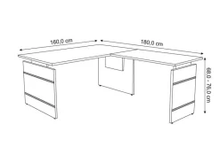 Kerkmann Form 4 Bureau L-vorm Wit Wang 1.600 (B) x 1.800 (D) x 760 (H) mm