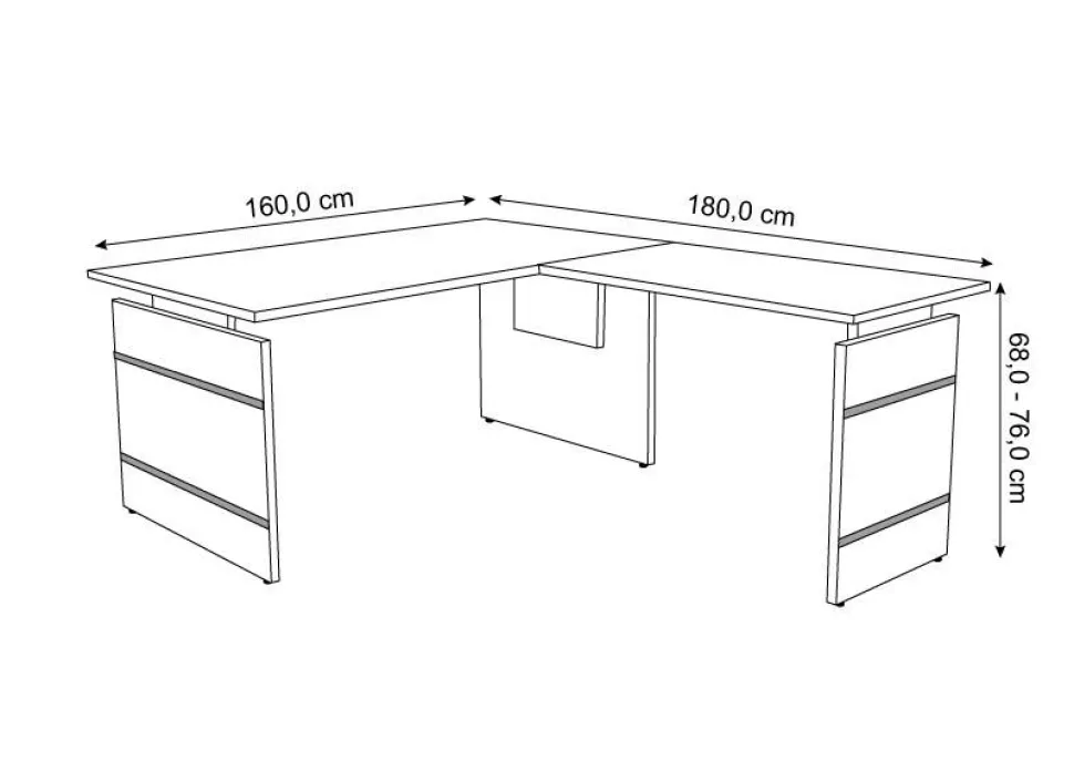 Kerkmann Form 4 Bureau L-vorm Grafiet Wang 1.600 (B) x 1.800 (D) x 760 (H) mm