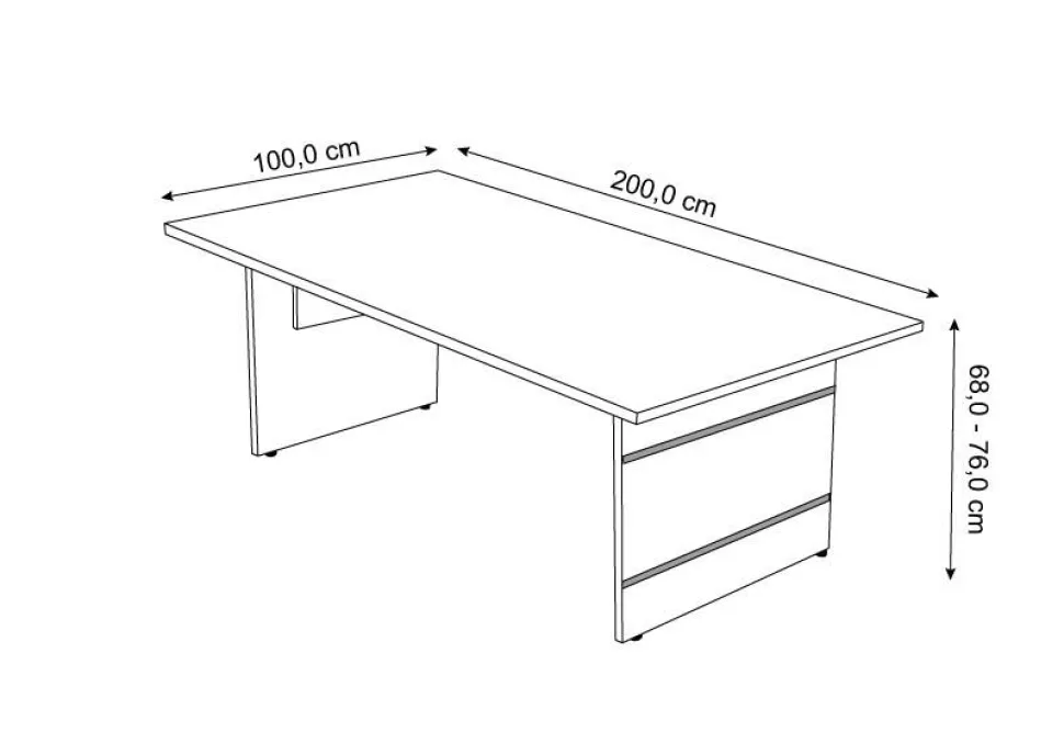 Kerkmann Form 4 Bureau Rechthoekig Grafiet Wang 2.000 (B) x 1.000 (D) x 760 (H) mm