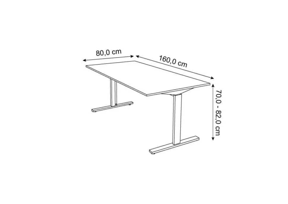 Kerkmann Form 2 Bureau Rechthoekig Antraciet T-Voet 1.600 (B) x 800 (D) x 820 (H) mm