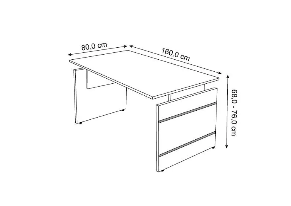 Kerkmann Form 4 Bureau Rechthoekig Lichtgrijs Wang 1.600 (B) x 800 (D) x 760 (H) mm