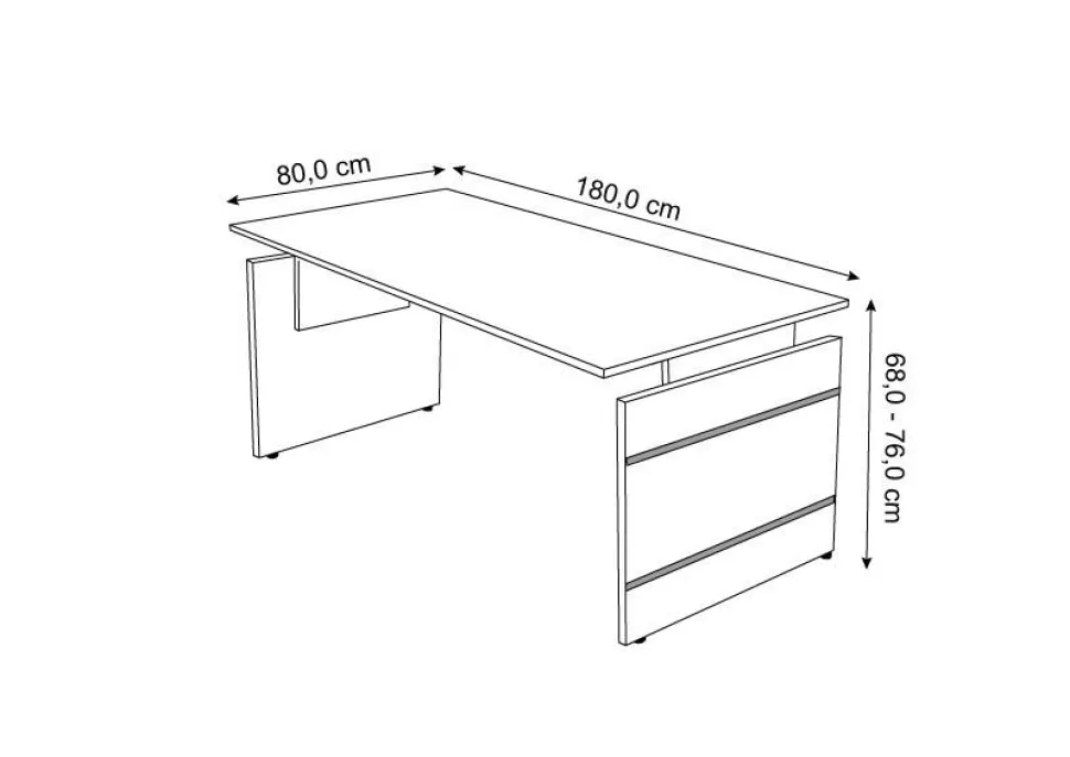 Kerkmann Form 4 Bureau Rechthoekig Lichtgrijs Wang 1.800 (B) x 800 (D) x 760 (H) mm