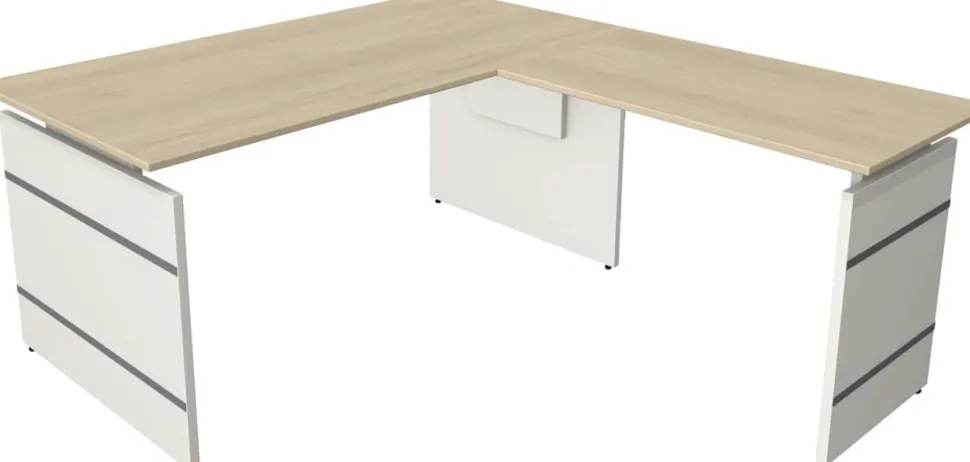 Kerkmann Form 4 Hoekbureau L-vorm Ahorn Wang 1.600 (B) x 1.800 (D) x 760 (H) mm