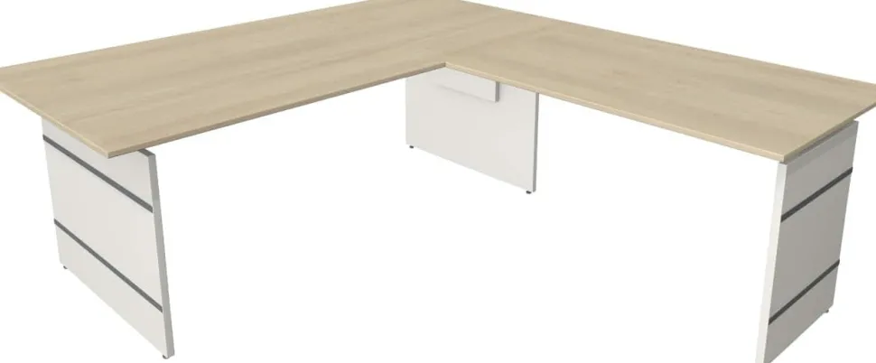 Kerkmann Form 4 Hoekbureau L-vorm Ahorn Wang 2.000 (B) x 2.200 (D) x 760 (H) mm