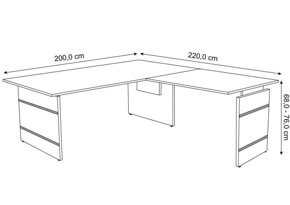 Kerkmann Form 4 Hoekbureau L-vorm Ahorn Wang 2.000 (B) x 2.200 (D) x 760 (H) mm