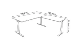 Kerkmann Form 2 Hoekbureau L-vorm Antraciet T-Voet 1.600 (B) x 1.800 (D) x 820 (H) mm