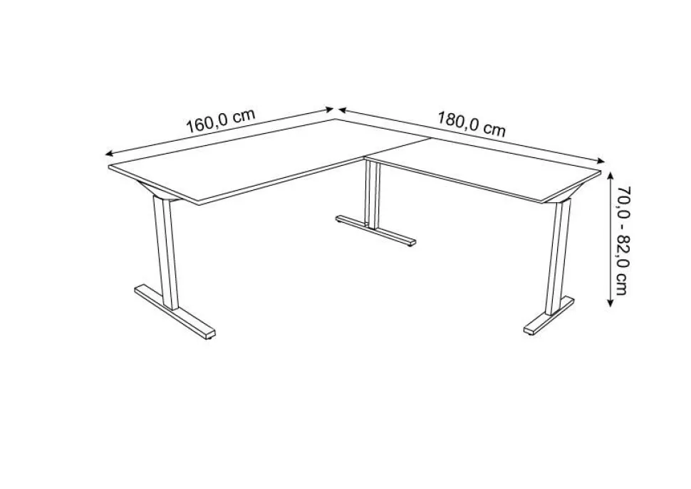 Kerkmann Form 2 Hoekbureau L-vorm Antraciet T-Voet 1.600 (B) x 1.800 (D) x 820 (H) mm