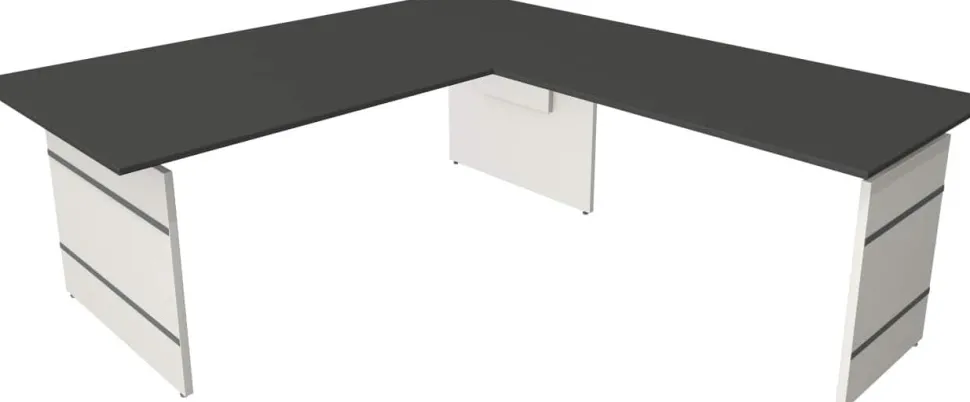 Kerkmann Form 4 Hoekbureau L-vorm Antraciet Wang 2.000 (B) x 2.200 (D) x 760 (H) mm