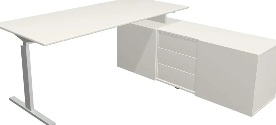 Kerkmann Form 2 Hoekbureau Wit T-Voet 3 Lades 740 mm (H)