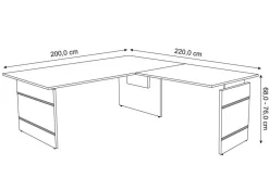 Kerkmann Form 4 Hoekbureau L-vorm Lichtgrijs Wang 2.000 (B) x 2.200 (D) x 760 (H) mm