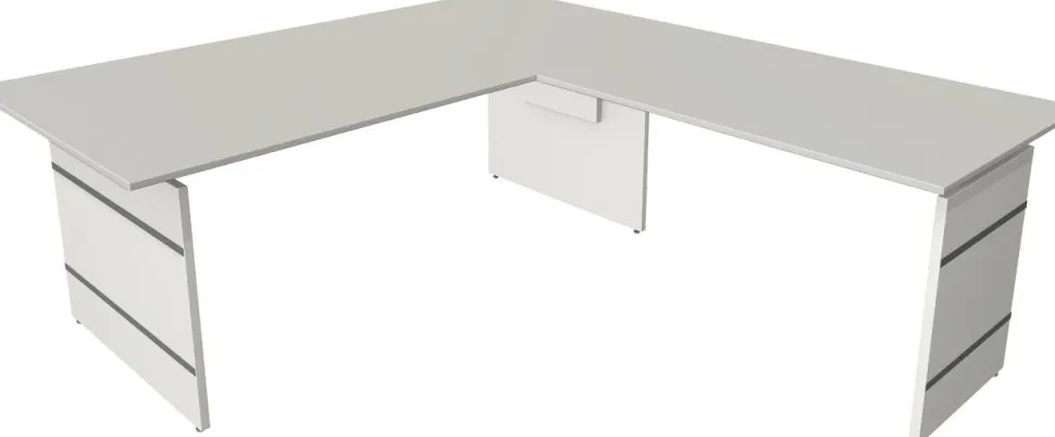 Kerkmann Form 4 Hoekbureau L-vorm Lichtgrijs Wang 2.000 (B) x 2.200 (D) x 760 (H) mm