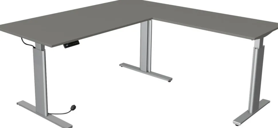 Kerkmann Move 3 Tube Zit-sta-bureau L-vorm Grafiet T-Voet 1.800 (B) x 1.800 (D) x 1.200 (H) mm