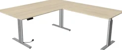 Kerkmann Move 3 Tube Zit-sta-bureau L-vorm Ahorn T-Voet 2.000 (B) x 2.200 (D) x 1.200 (H) mm