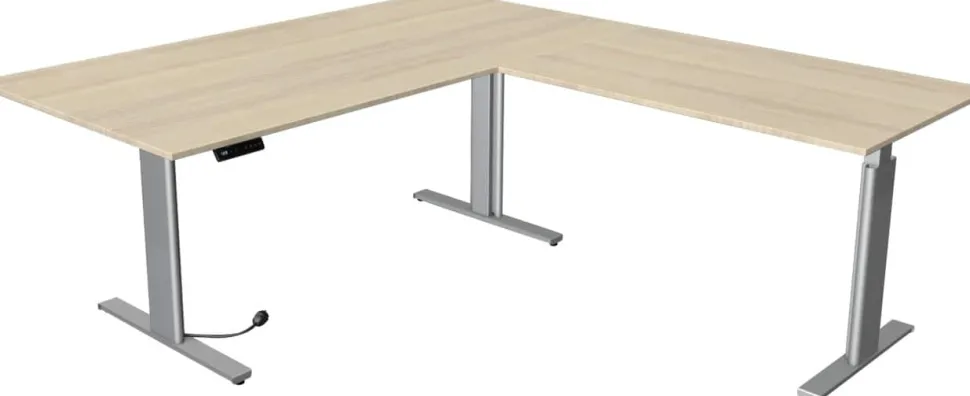 Kerkmann Move 3 Tube Zit-sta-bureau L-vorm Ahorn T-Voet 2.000 (B) x 2.200 (D) x 1.200 (H) mm