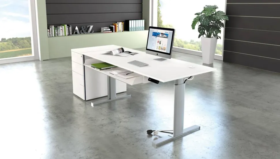 Kerkmann Move 3 Tube Zit-sta-bureau Rechthoekig Antraciet T-Voet 2.000 (B) x 1.000 (D) x 1.200 (H) mm
