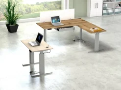 Kerkmann Move 3 Tube Zit-sta-bureau L-vorm Ahorn T-Voet 1.800 (B) x 1.800 (D) x 1.200 (H) mm