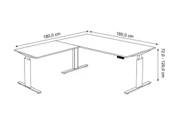 Kerkmann Move 3 Tube Zit-sta-bureau L-vorm Eiken T-Voet 1.800 (B) x 1.800 (D) x 1.200 (H) mm