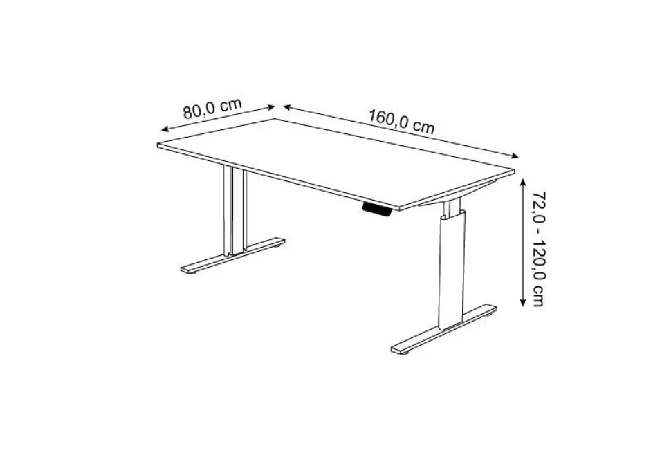Kerkmann Move 3 Tube Zit-sta-bureau Rechthoekig Eiken T-Voet 1.600 (B) x 800 (D) x 1.200 (H) mm