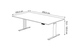 Kerkmann Move 3 Tube Zit-sta-bureau Rechthoekig Wit T-Voet 2.000 (B) x 1.000 (D) x 1.200 (H) mm