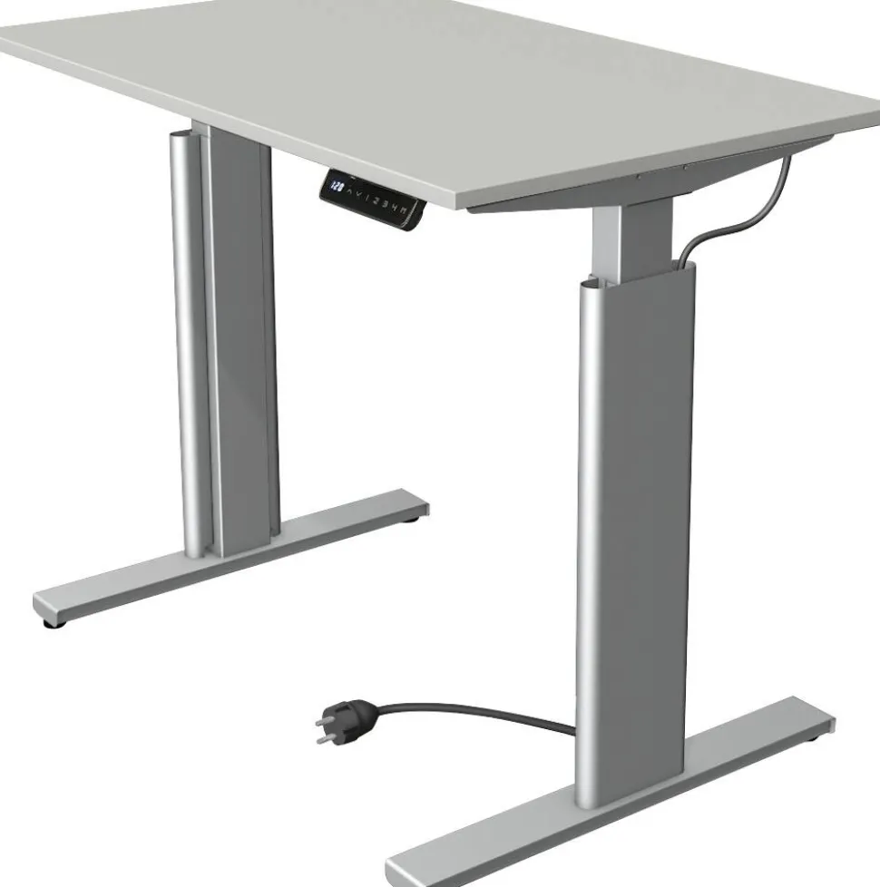 Kerkmann Move 3 Tube Zit-sta-bureau Rechthoekig Lichtgrijs T-Voet 1.000 (B) x 600 (D) x 1.200 (H) mm