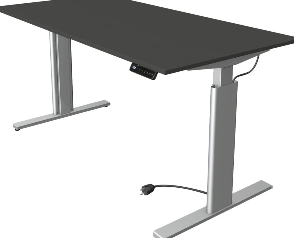 Kerkmann Move 3 Tube Zit-sta-bureau Rechthoekig Antraciet T-Voet 1.600 (B) x 800 (D) x 1.200 (H) mm