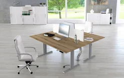 Kerkmann Move 3 Tube Zit-sta-bureau L-vorm Wit T-Voet 3 Lades 2.000 (B) x 2.200 (D) x 1.200 (H) mm