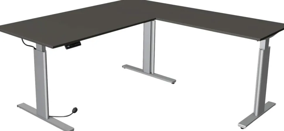 Kerkmann Move 3 Tube Zit-sta-bureau L-vorm Antraciet T-Voet 1.800 (B) x 1.800 (D) x 1.200 (H) mm