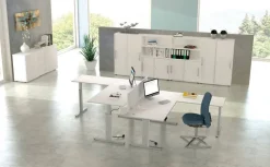 Kerkmann Move 3 Tube Zit-sta-bureau L-vorm Antraciet T-Voet 1.800 (B) x 1.800 (D) x 1.200 (H) mm
