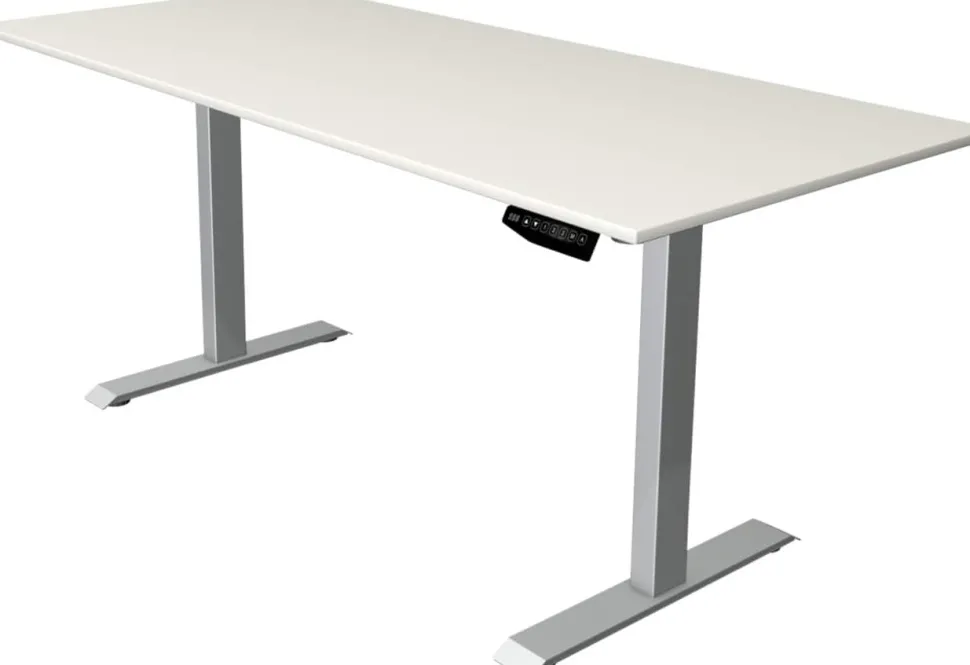 Kerkmann Move 1 Zit-sta-bureau Rechthoekig Wit T-Voet 1.800 (B) x 800 (D) x 1.230 (H) mm Melamine, staal