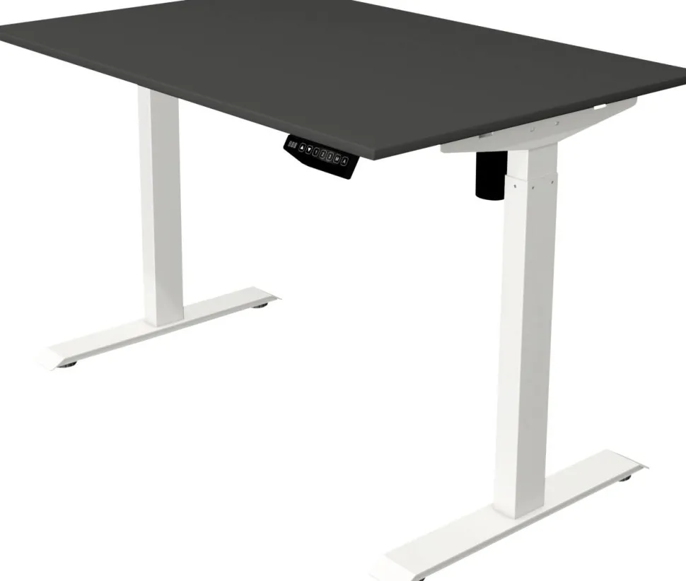 Kerkmann Move 1 Zit-sta-bureau Rechthoekig Antraciet T-Voet 1.200 (B) x 800 (D) x 1.230 (H) mm Melamine, staal