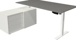 Kerkmann Move 1 Zit-sta-bureau Rechthoekig Grafiet T-Voet 3 Lades 1.650 (B) x 1.350 (D) x 1.230 (H) mm Melamine, staal