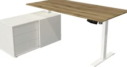 Kerkmann Move 1 Zit-sta-bureau Rechthoekig Eiken T-Voet 3 Lades 1.650 (B) x 1.350 (D) x 1.230 (H) mm Melamine, staal
