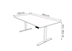 Kerkmann Move 3 Zit-sta-bureau Rechthoekig Esdoorn T-Voet 2,000 (B) x 1.000 (D) x 1.200 (H) mm Hout
