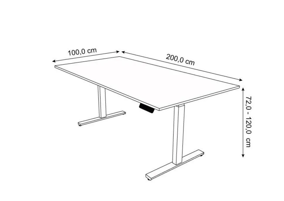 Kerkmann Move 3 Zit-sta-bureau Rechthoekig Esdoorn T-Voet 2,000 (B) x 1.000 (D) x 1.200 (H) mm Hout