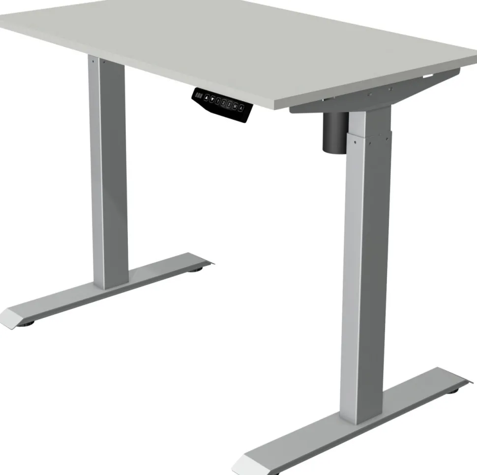 Kerkmann Move 1 Zit-sta-bureau Rechthoekig Lichtgrijs T-Voet 1.000 (B) x 600 (D) x 1.230 (H) mm Melamine, staal