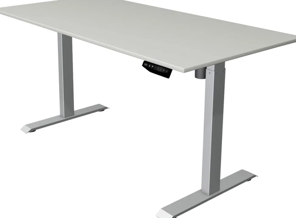 Kerkmann Move 1 Zit-sta-bureau Rechthoekig Lichtgrijs T-Voet 1.600 (B) x 800 (D) x 1.230 (H) mm Melamine, staal