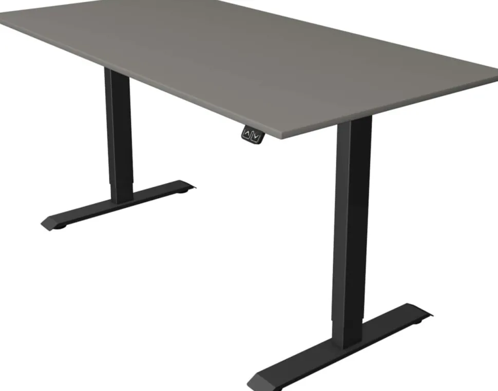 Kerkmann Move 1 Zit-sta-bureau Rechthoekig Grafiet T-Voet 1.600 (B) x 800 (D) x 1.230 (H) mm Melamine, staal