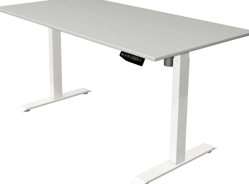 Kerkmann Move 1 Zit-sta-bureau Rechthoekig Lichtgrijs T-Voet 1.600 (B) x 800 (D) x 1.230 (H) mm Melamine, staal