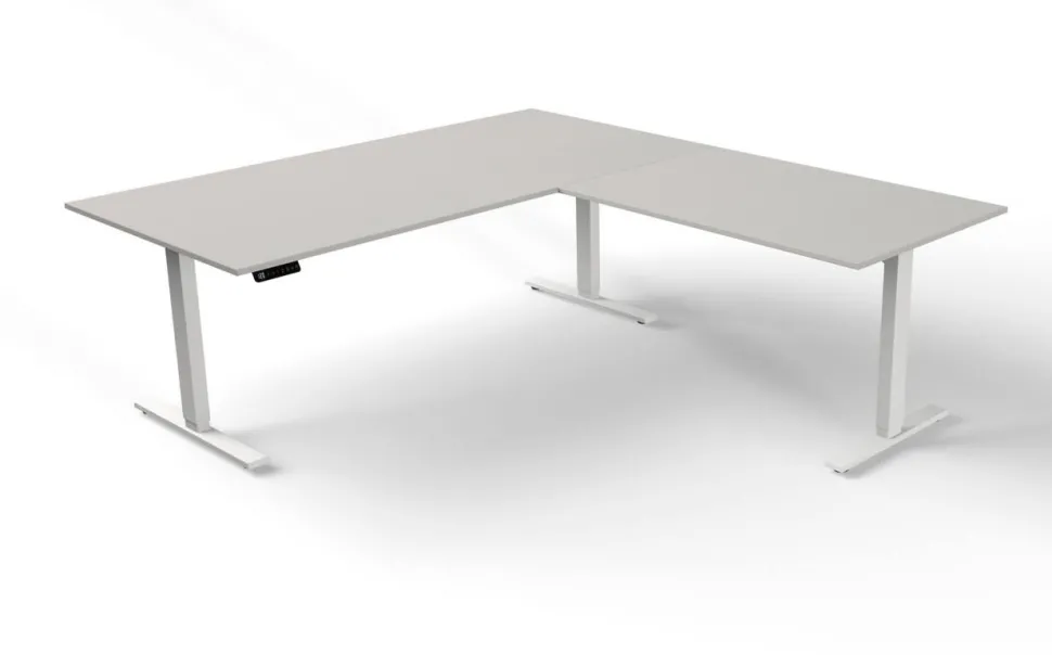 Kerkmann Move 3 Zit-sta-bureau Vrije vorm Lichtgrijs T-Voet 2,000 (B) x 1,000 (D) x 720 (H) mm Hout