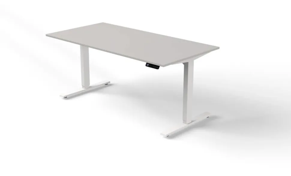 Kerkmann Move 3 Zit-sta-bureau Rechthoekig Lichtgrijs T-Voet 1,600 (B) x 800 (D) x 1.200 (H) mm Hout