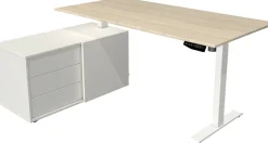 Kerkmann Move 1 Zit-sta-bureau Rechthoekig Ahorn T-Voet 3 Lades 1.650 (B) x 1.350 (D) x 1.230 (H) mm Melamine, staal