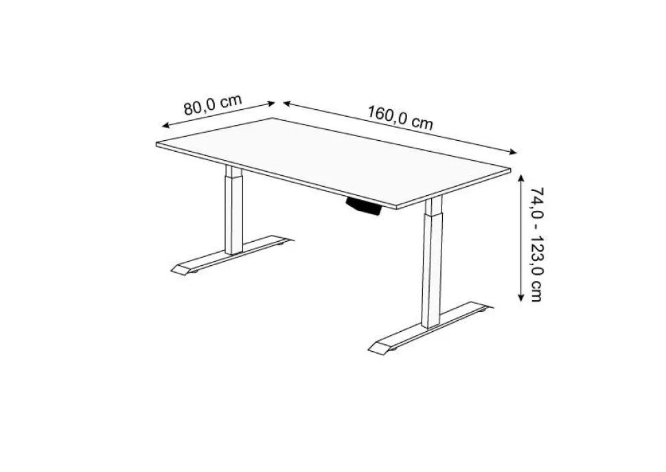 Kerkmann Move 1 Zit-sta-bureau Rechthoekig Antraciet T-Voet 1.600 (B) x 800 (D) x 1.230 (H) mm Melamine, staal