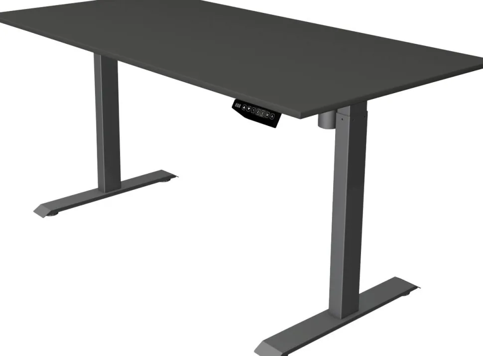 Kerkmann Move 1 Zit-sta-bureau Rechthoekig Antraciet T-Voet 1.600 (B) x 800 (D) x 1.230 (H) mm Melamine, staal