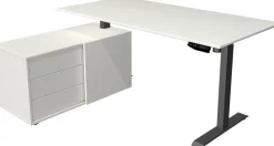 Kerkmann Move 1 Zit-sta-bureau Rechthoekig Wit T-Voet 3 Lades 1.650 (B) x 1.350 (D) x 1.230 (H) mm Melamine, staal