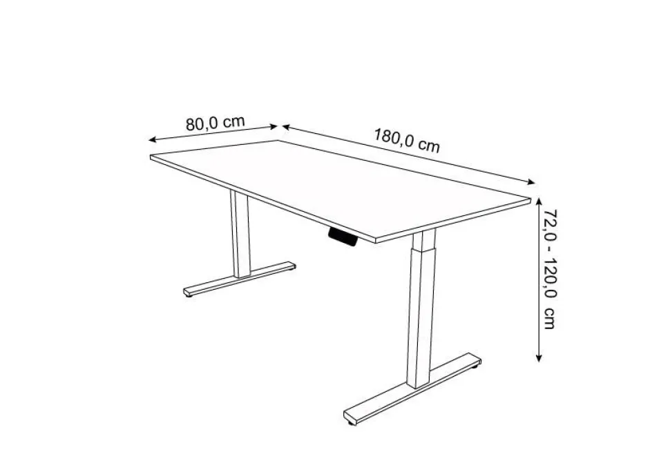 Kerkmann Move 3 Zit-sta-bureau Rechthoekig Wit T-Voet 1,800 (B) x 800 (D) x 1.200 (H) mm Hout