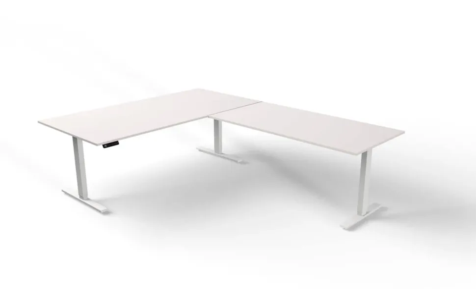Kerkmann Move 3 Zit-sta-bureau Vrije vorm Wit T-Voet 2,000 (B) x 1,000 (D) x 720 (H) mm Hout