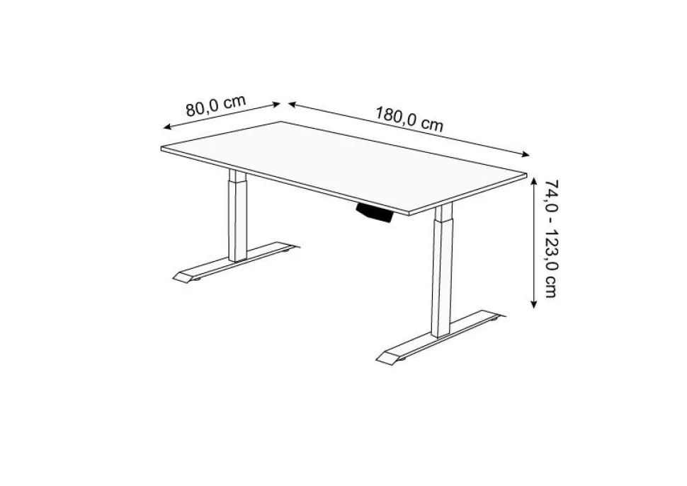 Kerkmann Move 1 Zit-sta-bureau Rechthoekig Antraciet T-Voet 1.800 (B) x 800 (D) x 1.230 (H) mm Melamine, staal