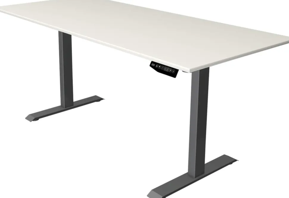 Kerkmann Move 1 Zit-sta-bureau Rechthoekig Wit T-Voet 1.800 (B) x 800 (D) x 1.230 (H) mm Melamine, staal